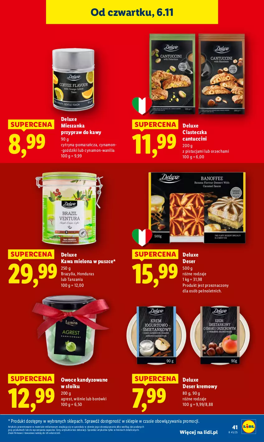 Gazetka promocyjna Lidl - GAZETKA - ważna 06.11 do 08.11.2025 - strona 45 - produkty: Deser, Gres, Kawa, Kawa mielona, Owoce, Ser