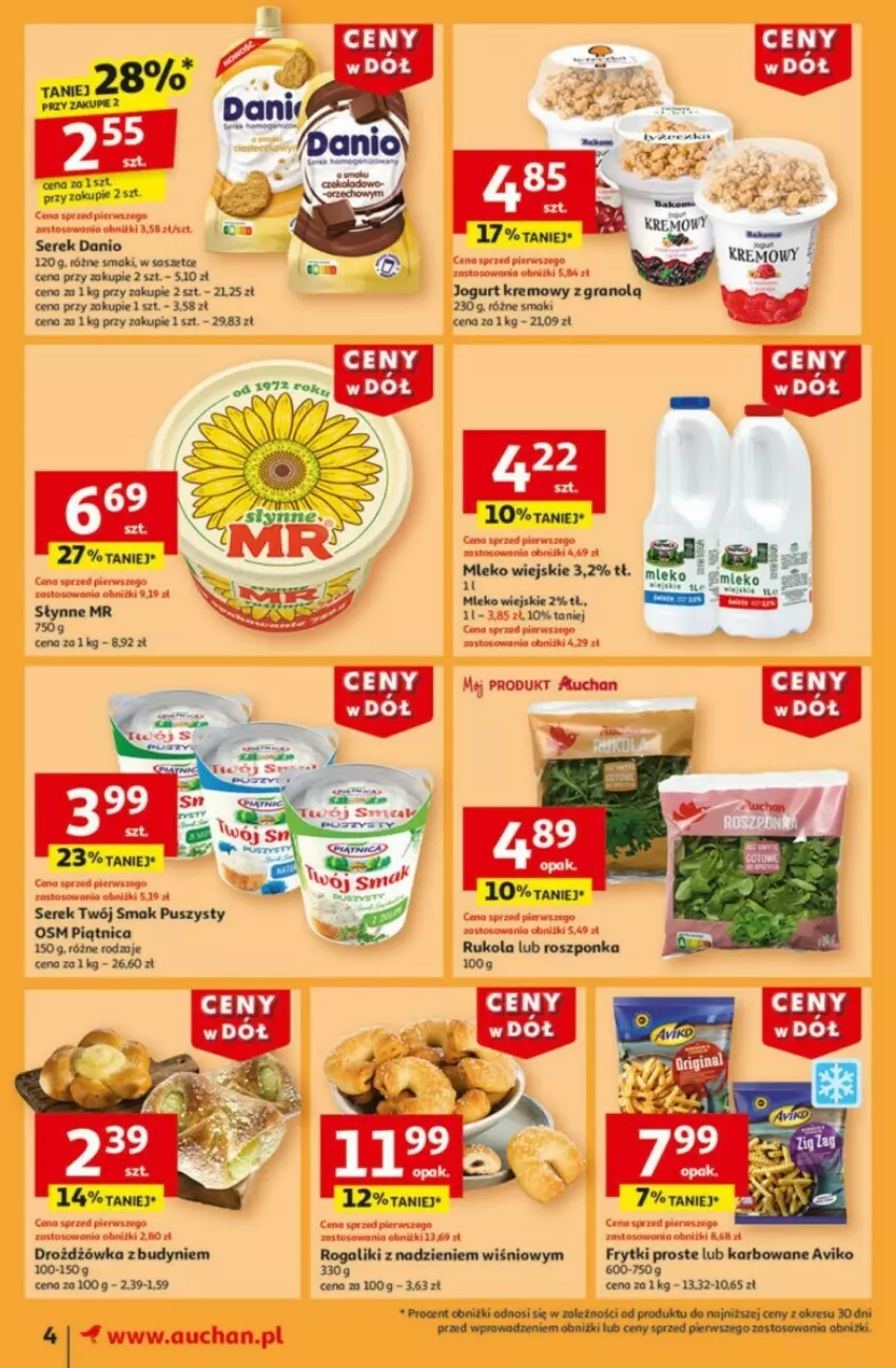 Gazetka promocyjna Auchan - ważna 09.01 do 15.01.2025 - strona 7 - produkty: Danio, Frytki, Gra, Jogurt, Mleko, Piątnica, Rogal, Roszponka, Rukola, Ser, Serek, Słynne, Twój Smak