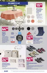 Gazetka promocyjna Aldi - Gazetka - ważna od 31.07 do 31.07.2021 - strona 9 - produkty: Zegarek, Klapki, Top, Por, Sandał, Karp, Wełna, Sport, Zegar, Krokomierz, Bateria, Obrus, Podkład
