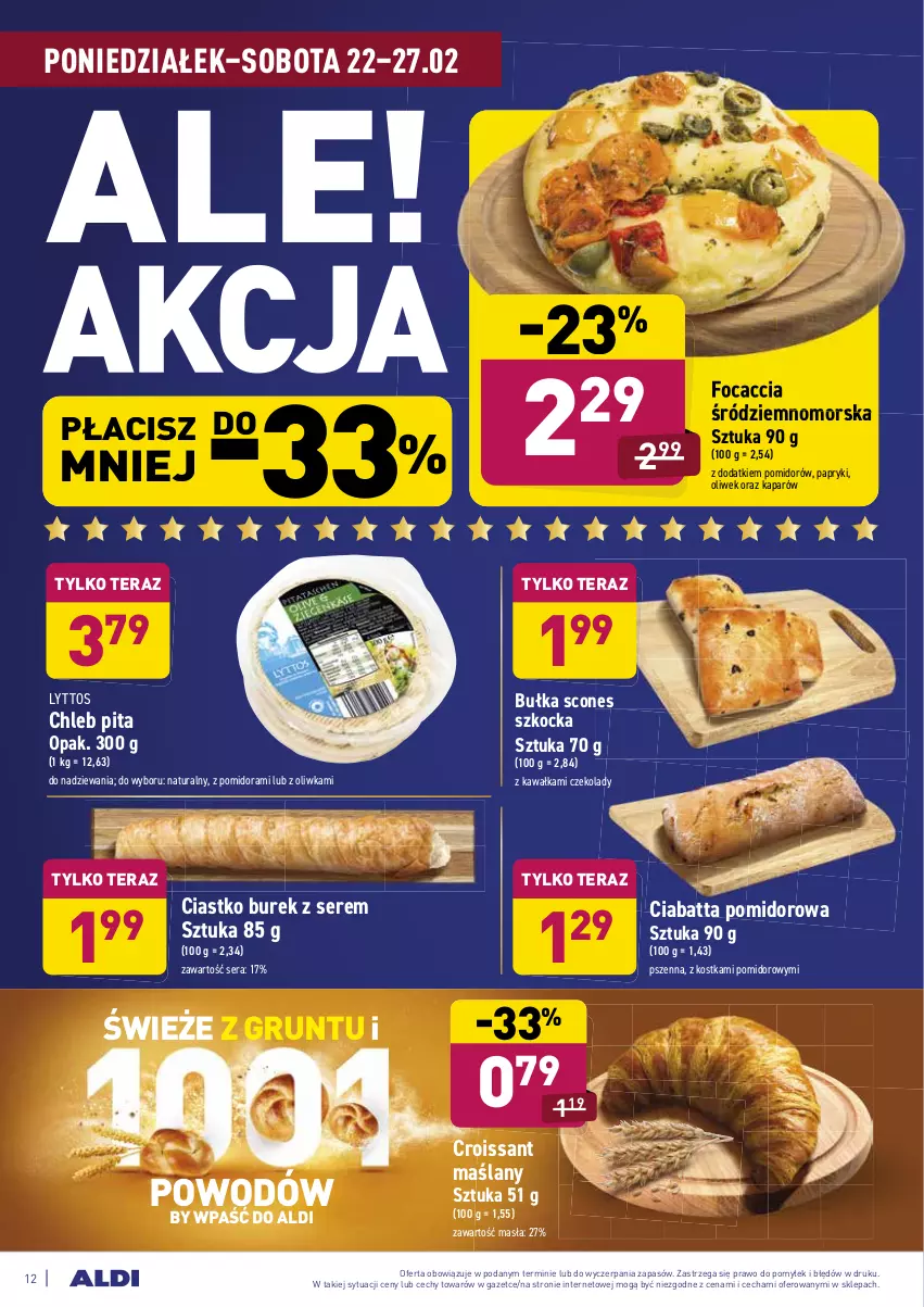 Gazetka promocyjna Aldi - ALE! CENA w ALDI - ważna 22.02 do 06.03.2021 - strona 12 - produkty: Bułka, Chleb, Ciabatta, Croissant, Focaccia, Grunt, Kawa, Koc, Ser, Tera