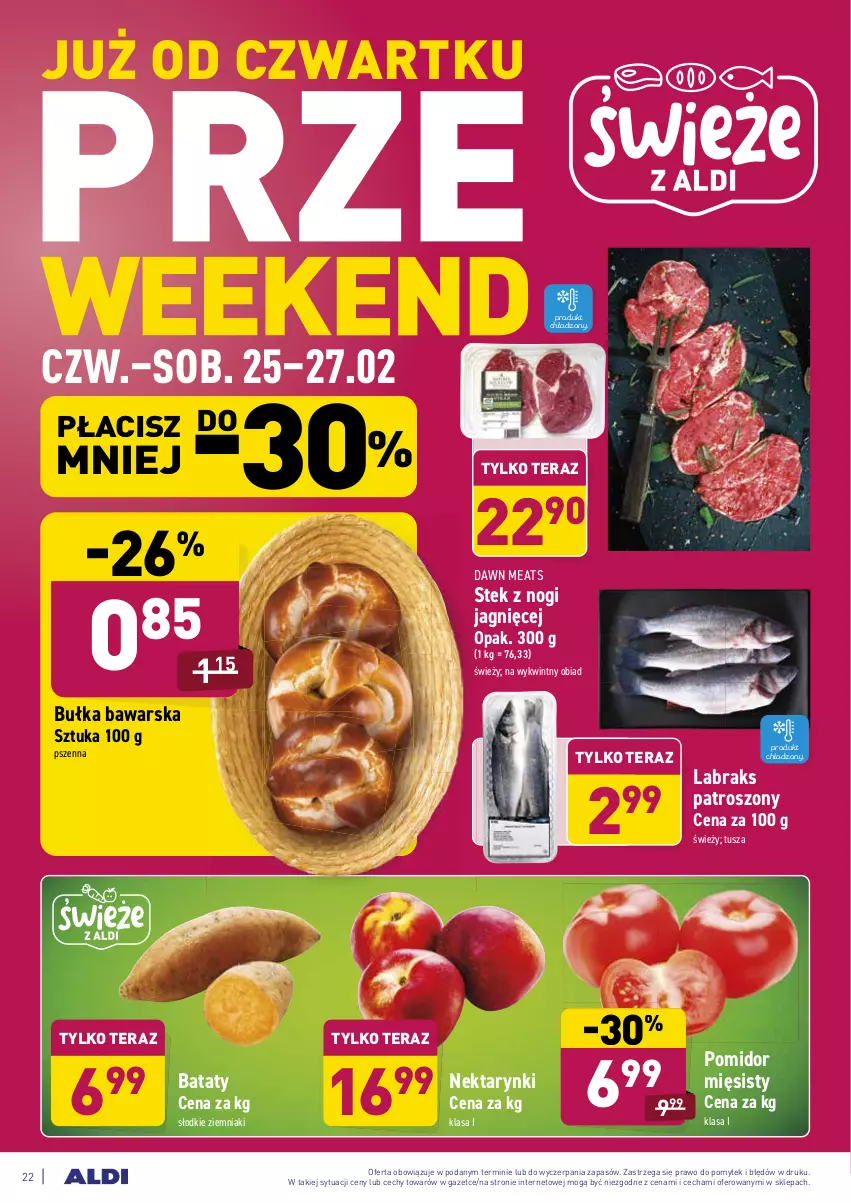 Gazetka promocyjna Aldi - ALE! CENA w ALDI - ważna 22.02 do 06.03.2021 - strona 22 - produkty: Bułka, Nektar, Stek, Tera, Tusz, Ziemniaki