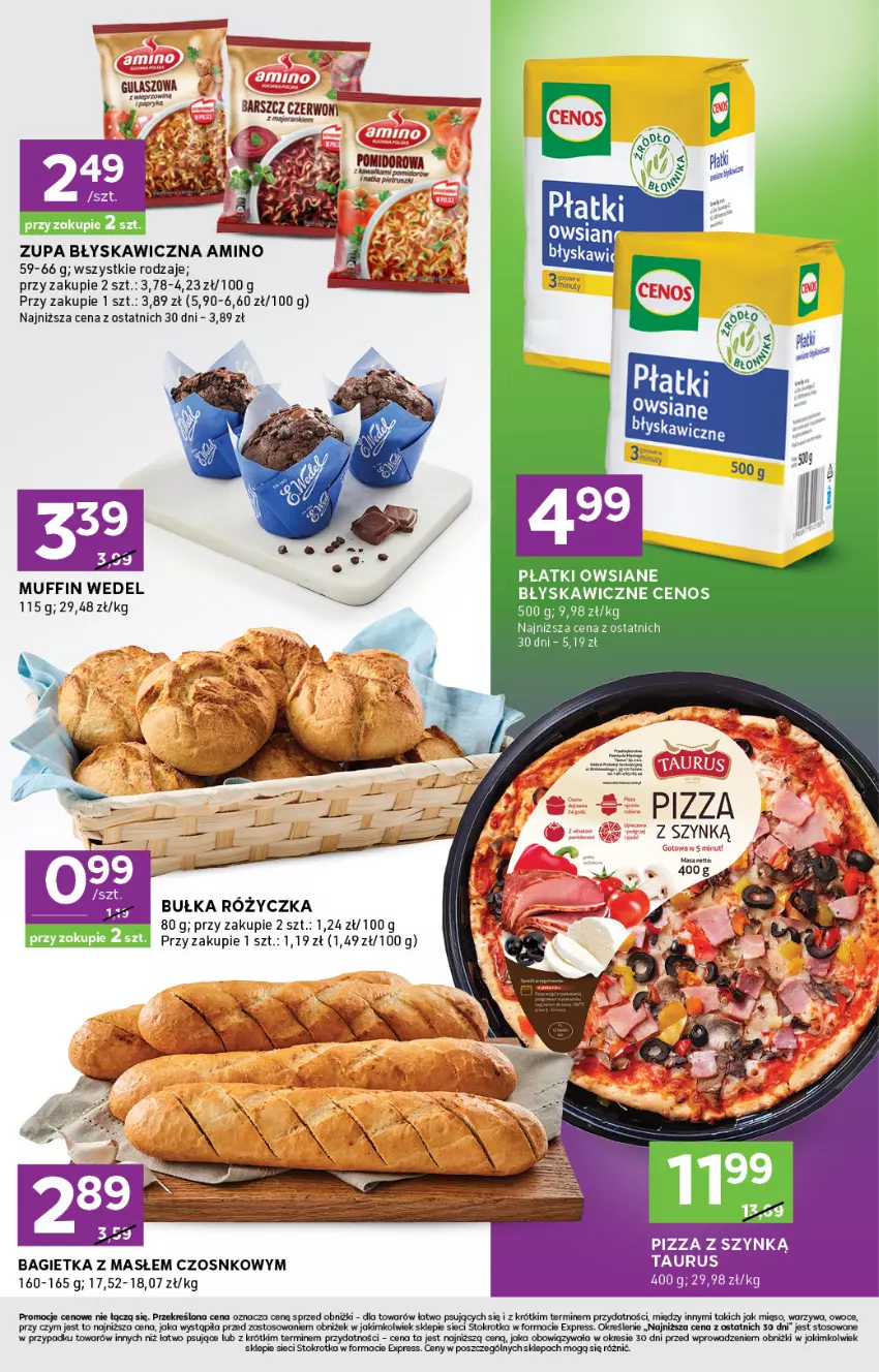 Gazetka promocyjna Stokrotka - Stokrotka Express - ważna 07.08 do 12.08.2025 - strona 3 - produkty: Bagietka, Bułka, Cenos, Mięso, Owoce, Pizza, Płatki owsiane, Warzywa, Zupa