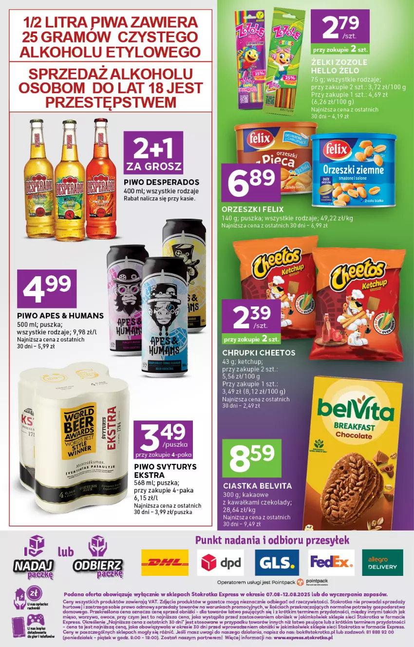 Gazetka promocyjna Stokrotka - Stokrotka Express - ważna 07.08 do 12.08.2025 - strona 6 - produkty: Cheetos, Chrupki, Desperados, Gra, Kakao, Kawa, Ketchup, Mięso, O nas, Owoce, Piwa, Piwo, Wagi, Warzywa