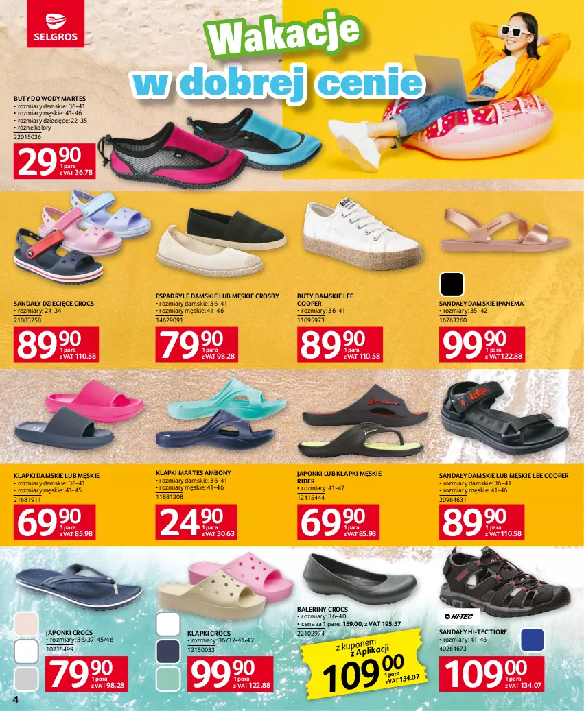 Gazetka promocyjna Selgros - Katalog Urlop - ważna 04.05 do 30.06.2023 - strona 4 - produkty: Baleriny, Buty, Buty do wody, Dzieci, Hi-Tec, Klapki, Sandał