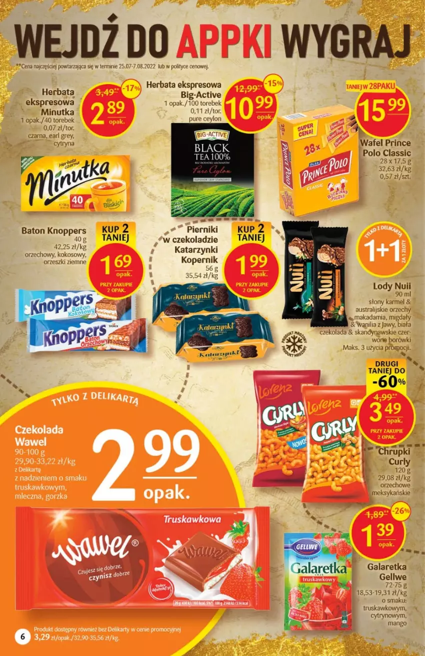 Gazetka promocyjna Delikatesy Centrum - Gazetka DC37 - ważna 22.09 do 28.09.2022 - strona 6 - produkty: Baton, Chrupki, Czekolada, Earl Grey, Gala, Galaretka, Gra, Herbata, Kiwi, Knoppers, Kokos, Lody, Mango, Migdały, Orzeszki, Orzeszki ziemne, Piernik, Pur