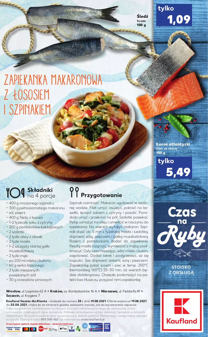 Gazetka promocyjna Kaufland - RYBY - ważna 19.08 do 25.08.2021 - strona 2 - produkty: Bulion, Cytryny, Fa, Kawa, Lion, Makaron, Mleko, Mus, Olej, Orka, Orzeszki, Piec, Pieprz, Pomidorki, Por, Ser, Serek, Sok, Sól, Sos, Szal, Szpinak, Top, Tusz, Wagi, Zapiekanka