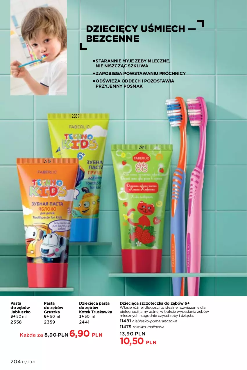 Gazetka promocyjna Faberlic - Gazetka - ważna 06.09 do 26.09.2021 - strona 204 - produkty: Dzieci, Kotek, Pasta do zębów, Szczoteczka, Szczoteczka do zębów