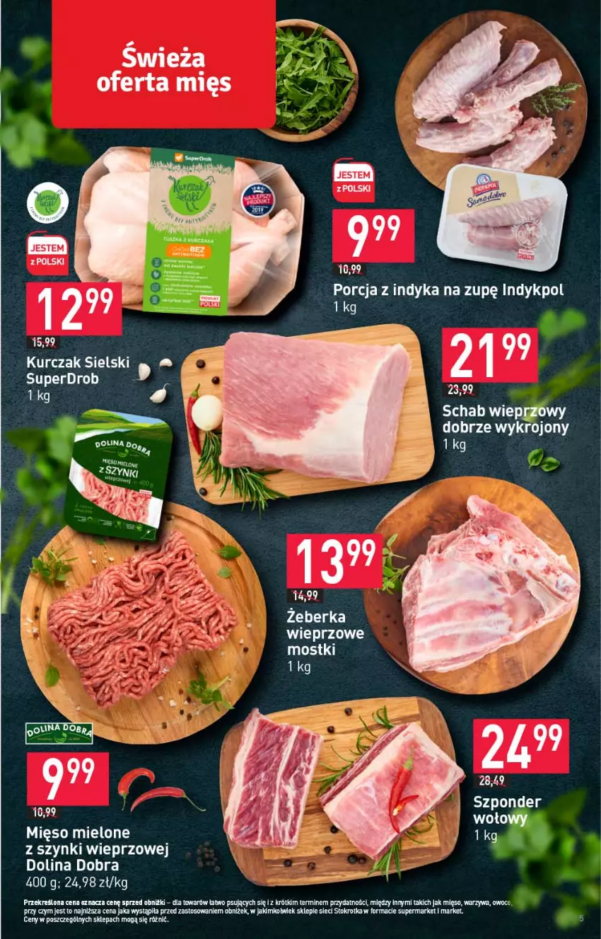 Gazetka promocyjna Stokrotka - Supermarket - ważna 20.07 do 26.07.2023 - strona 5 - produkty: Kurczak, Mięso, Owoce, Por, Schab wieprzowy, Warzywa