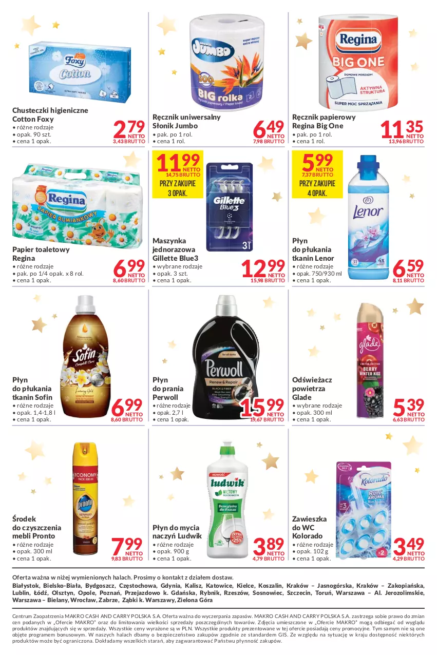 Gazetka promocyjna Makro - [Oferta promocyjna] Dostawa - ważna 14.12 do 24.12.2021 - strona 12 - produkty: Chusteczki, Do mycia naczyń, Foxy, Gillette, Gin, Gra, Kolorado, Kosz, Lenor, Ludwik, Maszynka, Odświeżacz powietrza, Papier, Papier toaletowy, Perwoll, Piec, Płyn do mycia, Płyn do mycia naczyń, Płyn do płukania, Płyn do prania, Pronto, Ręcznik, Rum, Sos, Szal, Szynka, Zawieszka do wc