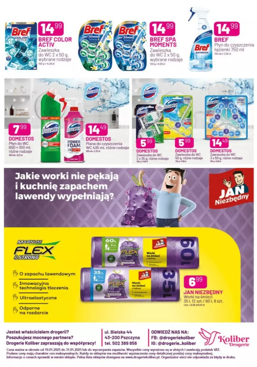 Gazetka promocyjna Drogerie Natura - ważna 10.01 do 31.01.2025 - strona 8 - produkty: Bielska, Bref, Domestos, Moments, Płyn do wc, Por, Worki na śmiec, Worki na śmieci, Zawieszka do wc