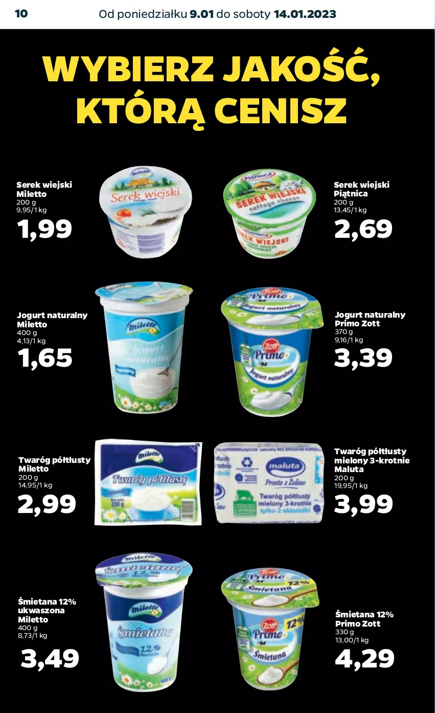 Gazetka promocyjna Netto - Artykuły spożywcze - ważna 09.01 do 14.01.2023 - strona 10 - produkty: Jogurt, Jogurt naturalny, Piątnica, Ser, Serek, Serek wiejski, Twaróg, Twaróg półtłusty, Zott