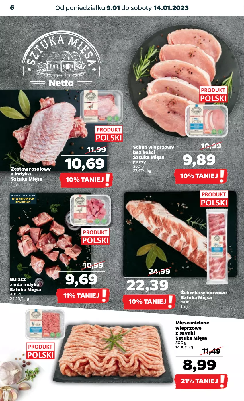 Gazetka promocyjna Netto - Artykuły spożywcze - ważna 09.01 do 14.01.2023 - strona 6 - produkty: Mięso, Mięso mielone, Schab wieprzowy