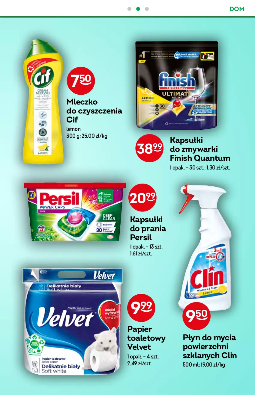 Gazetka promocyjna Żabka - ważna 29.06 do 05.07.2022 - strona 47 - produkty: Cif, Clin, Finish, Kapsułki do prania, Mleczko, Papier, Papier toaletowy, Persil, Płyn do mycia, Velvet, Zmywarki