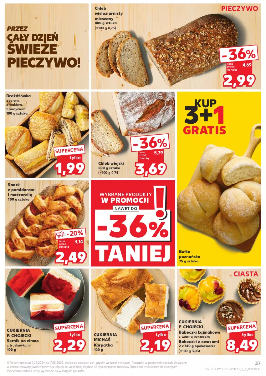 Gazetka promocyjna Kaufland - Gazetka tygodnia - ważna 01.08 do 07.08.2024 - strona 37 - produkty: Babeczki, Bułka, Chleb, Chleb wieloziarnisty, Cukier, Gra, Karp, Piec, Pieczywo, Por, Ser