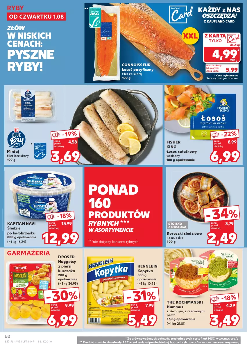 Gazetka promocyjna Kaufland - Gazetka tygodnia - ważna 01.08 do 07.08.2024 - strona 52 - produkty: Hummus, Koc, Kopytka, Koreczki śledziowe, Kurczak, Mintaj, Mus, Pesto, Sałat, Ser