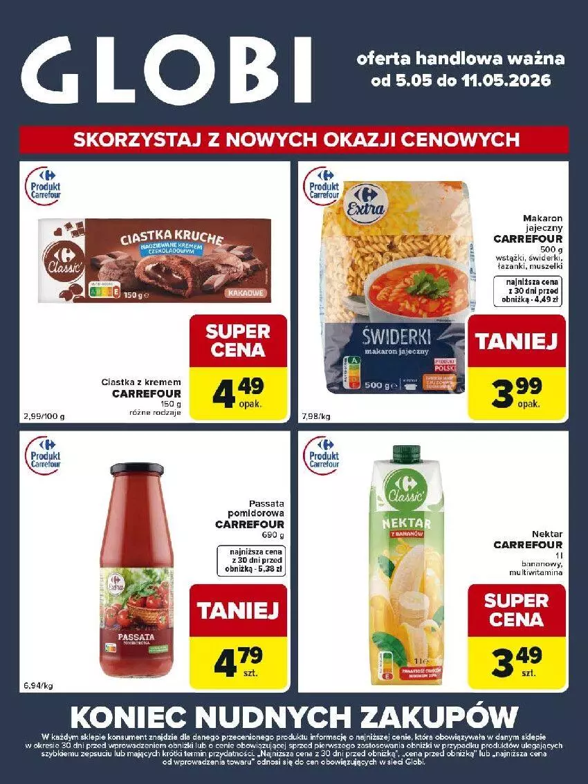 Gazetka promocyjna Carrefour - Gazetka Globi - ważna 05.05 do 11.05.2026 - strona 2 - produkty: Ciastka, Kiwi, Makaron, Mars, Mus, Nektar
