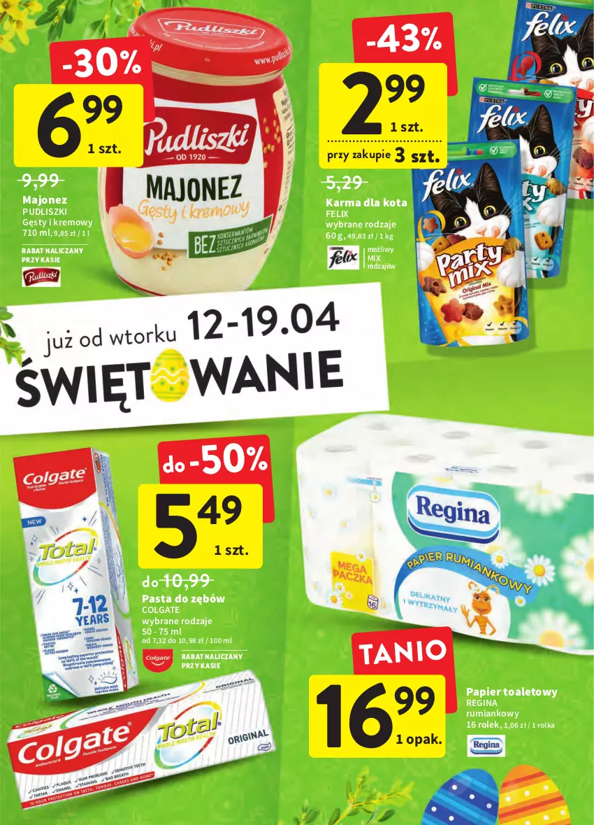 Gazetka promocyjna Intermarche - Wielkanoc - ważna 12.04 do 19.04.2022 - strona 11 - produkty: Colgate, Felix, Gin, LG, Majonez, Papier, Papier toaletowy, Pasta do zębów, Pudliszki, Rum