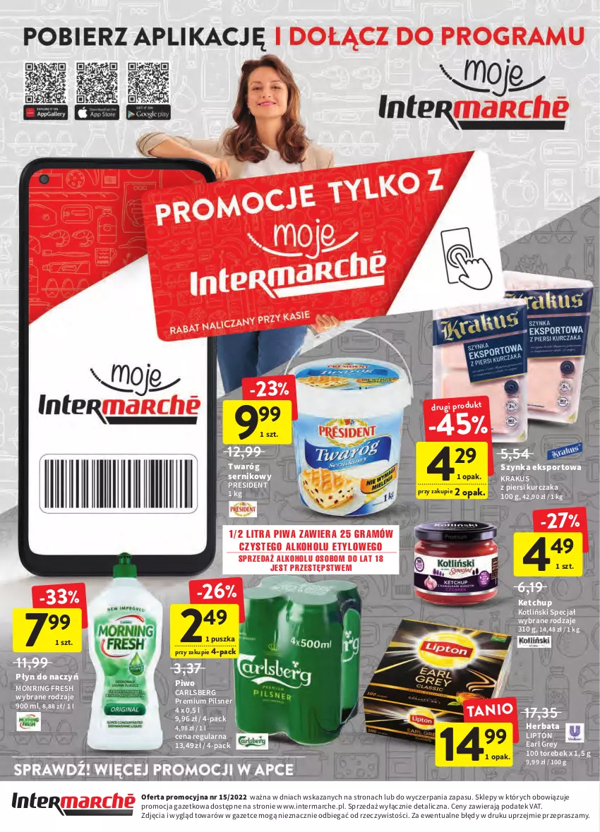 Gazetka promocyjna Intermarche - Wielkanoc - ważna 12.04 do 19.04.2022 - strona 48 - produkty: Carlsberg, Earl Grey, Gra, Herbata, Ketchup, Krakus, Kurczak, Lipton, Piwa, Piwo, Por, Ser, Sport, Szynka, Twaróg