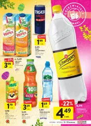 Gazetka promocyjna Intermarche - Wielkanoc - Gazetka - ważna od 19.04 do 19.04.2022 - strona 43 - produkty: Sok, Mus, Tiger, Schweppes, Woda mineralna, Kubuś, Woda, Napój, Nektar, Hortex