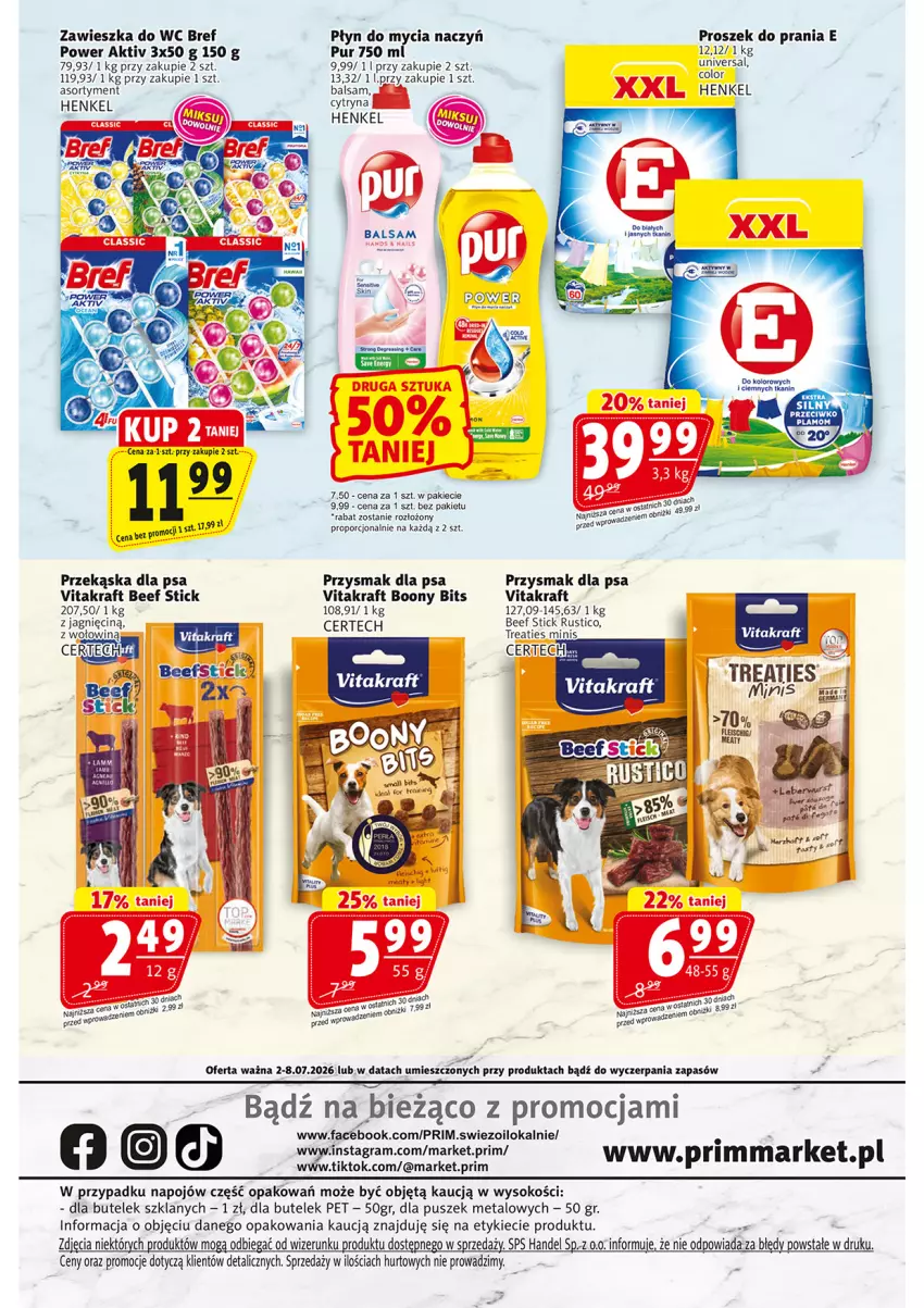 Gazetka promocyjna Prim Market - ważna 02.07 do 08.07.2026 - strona 16 - produkty: Bref, Fa, Gra, Mus, Por, Proszek do prania, Przysmak dla psa, Pur, Rust, Sok, Vitakraft, Zawieszka do wc