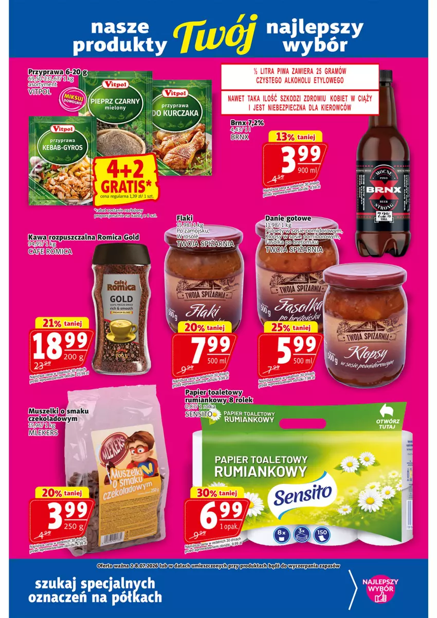 Gazetka promocyjna Prim Market - ważna 02.07 do 08.07.2026 - strona 17 - produkty: Danie gotowe, Flaki, Kawa, Kurczak, Mus, Papier, Papier toaletowy, Por, Rum, Ser
