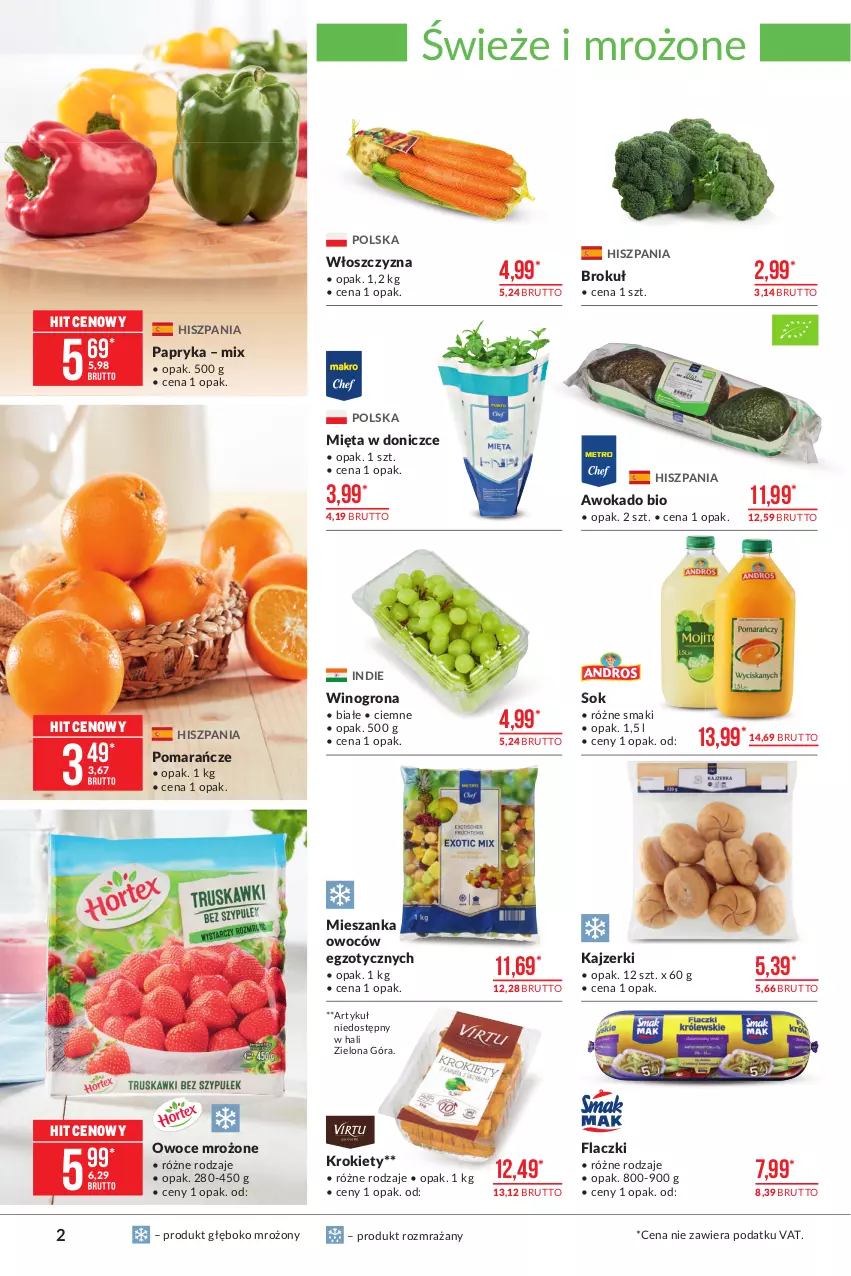 Gazetka promocyjna Makro - [Oferta specjalna] Artykuły spożywcze - ważna 09.03 do 22.03.2021 - strona 2 - produkty: Krokiety, Mięta, Owoce, Papryka, Pomarańcze, Sok, Wino, Winogrona