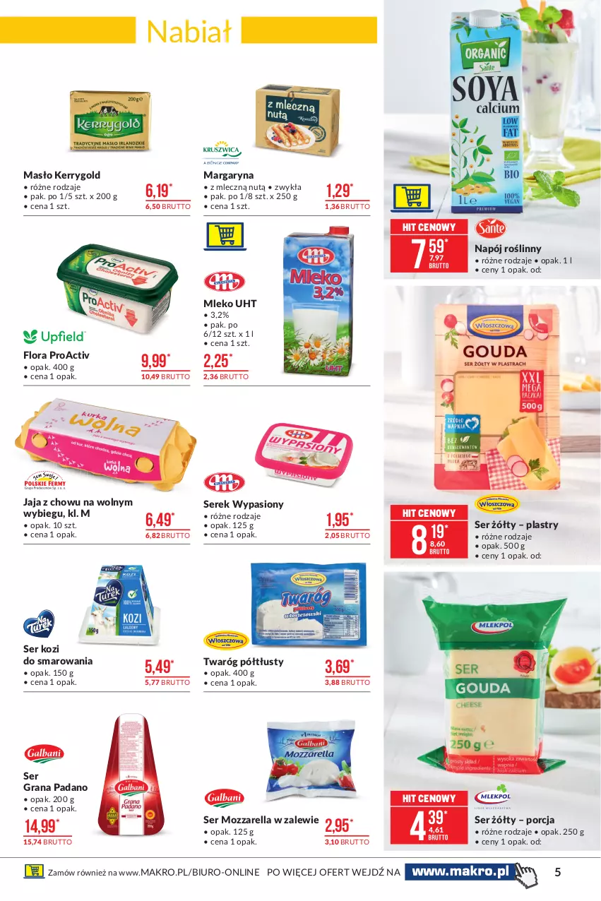 Gazetka promocyjna Makro - [Oferta specjalna] Artykuły spożywcze - ważna 09.03 do 22.03.2021 - strona 5 - produkty: Biuro, Flora, Gra, Jaja, Margaryna, Masło, Mleko, Mozzarella, Napój, Napój roślinny, Por, Ser, Ser kozi, Serek, Twaróg, Twaróg półtłusty