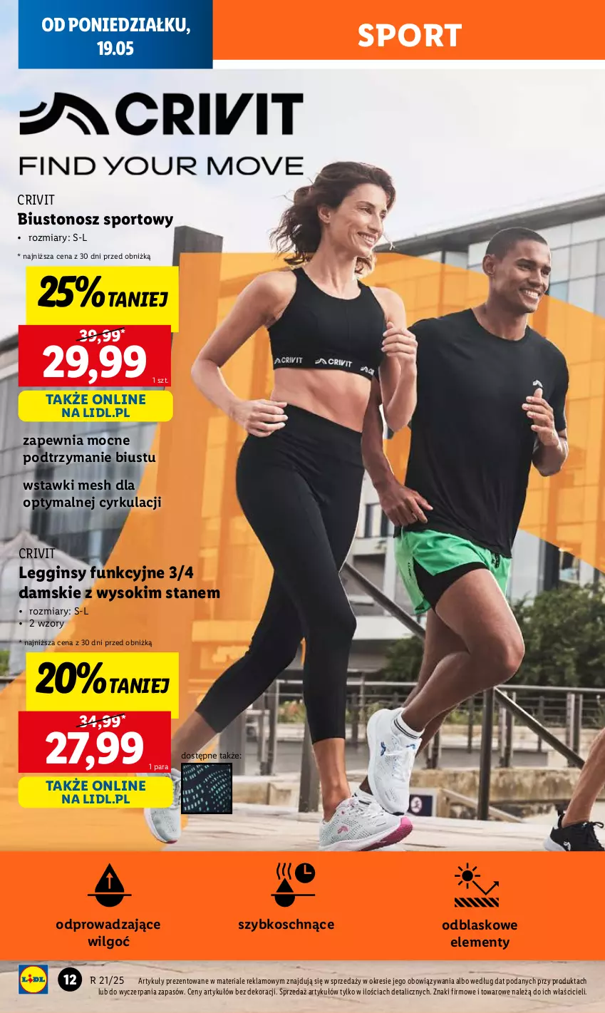 Gazetka promocyjna Lidl - GAZETKA - ważna 19.05 do 24.05.2025 - strona 12 - produkty: Biustonosz, Gin, Legginsy, LG, Por, Sok, Sport