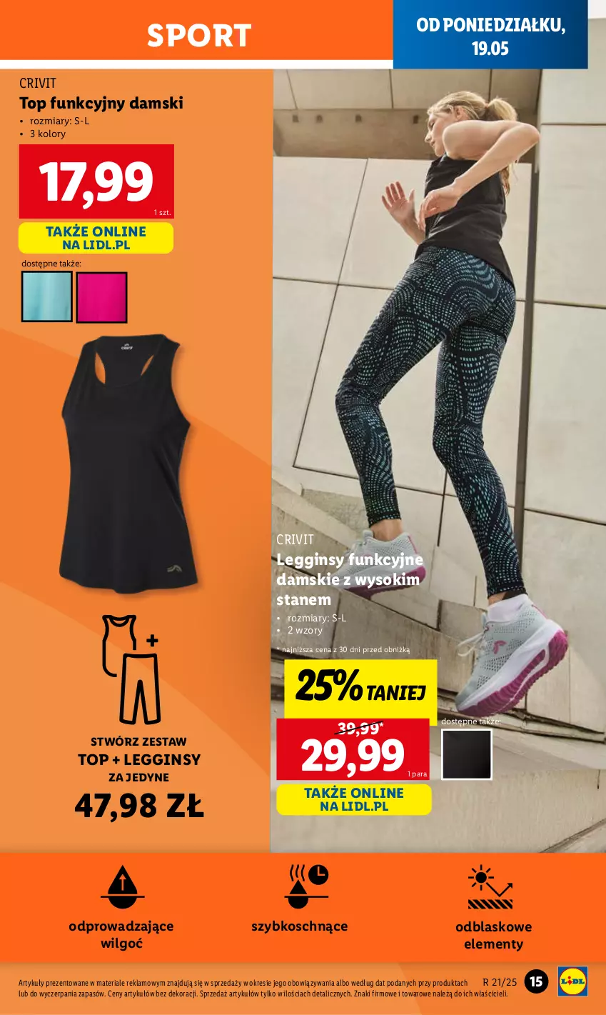 Gazetka promocyjna Lidl - GAZETKA - ważna 19.05 do 24.05.2025 - strona 15 - produkty: Gin, Legginsy, LG, Por, Sok, Sport, Top