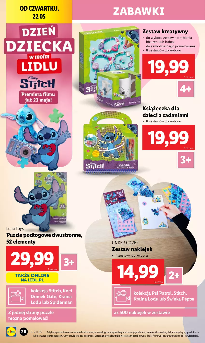 Gazetka promocyjna Lidl - GAZETKA - ważna 19.05 do 24.05.2025 - strona 34 - produkty: Dzieci, Inka, Klej, Koc, Kubek, Psi Patrol, Puzzle, Spiderman