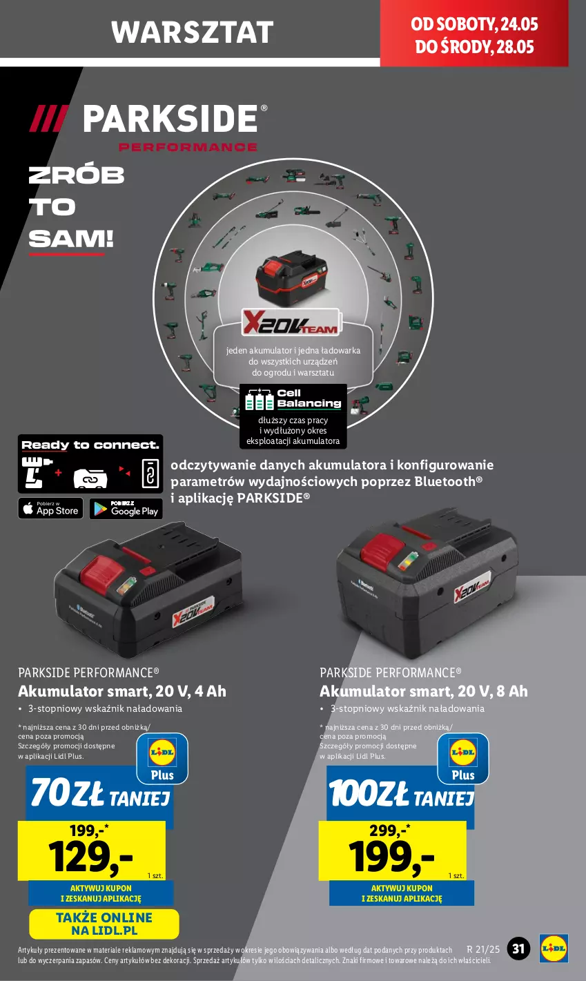 Gazetka promocyjna Lidl - GAZETKA - ważna 19.05 do 24.05.2025 - strona 39 - produkty: Akumulator, Parkside, Top, Warka