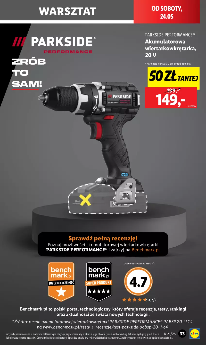 Gazetka promocyjna Lidl - GAZETKA - ważna 19.05 do 24.05.2025 - strona 43 - produkty: Akumulator, Akumulatorowa wiertarkowkrętark, Parkside, Por, Portal, Tarka, Wiertarkowkrętarka, Wkręt, Wkrętarka