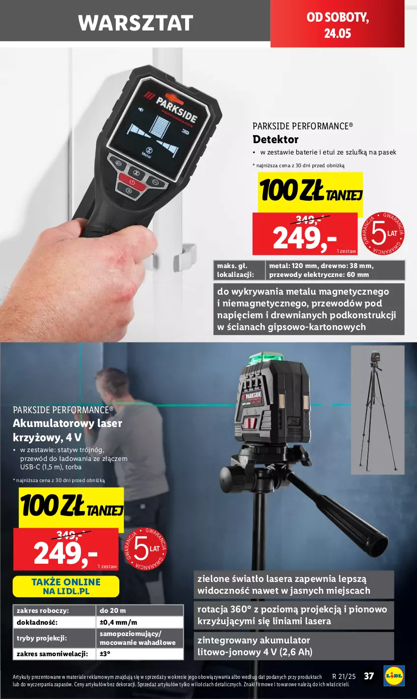 Gazetka promocyjna Lidl - GAZETKA - ważna 19.05 do 24.05.2025 - strona 47 - produkty: Akumulator, Laser krzyżowy, Mop, Parkside, Pasek, Przewód, Ser, Torba