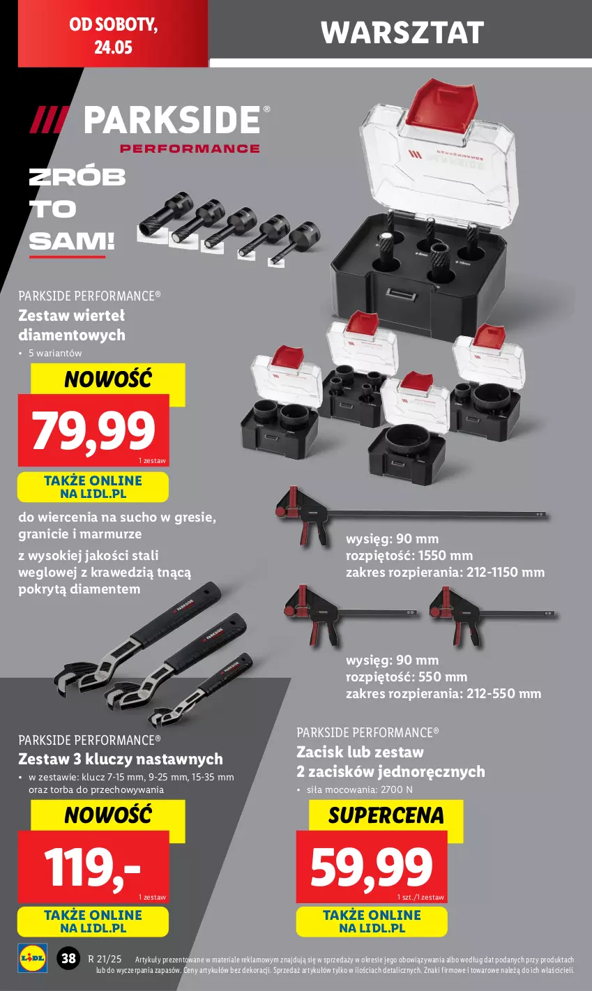 Gazetka promocyjna Lidl - GAZETKA - ważna 19.05 do 24.05.2025 - strona 48 - produkty: Gra, Gres, Parkside, Sok, Torba, Zestaw wierteł