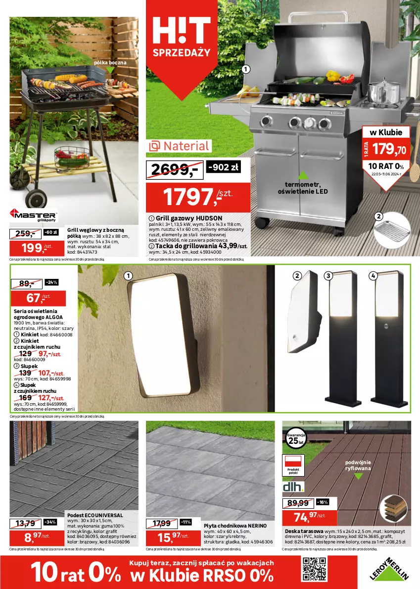 Gazetka promocyjna Leroy Merlin - Gazetka Leroy Merlin - ważna 22.05 do 02.06.2024 - strona 3 - produkty: Chodnik, Fa, Fotel, Gra, Grill, Grill gazowy, Huśtawka, Lack, LG, Parasol, Płyta, Półka, Puf, Ser, Siedzisko, Słupek, Sofa, Sofa narożna, Sok, Stół, Stolik, Tera, Termometr