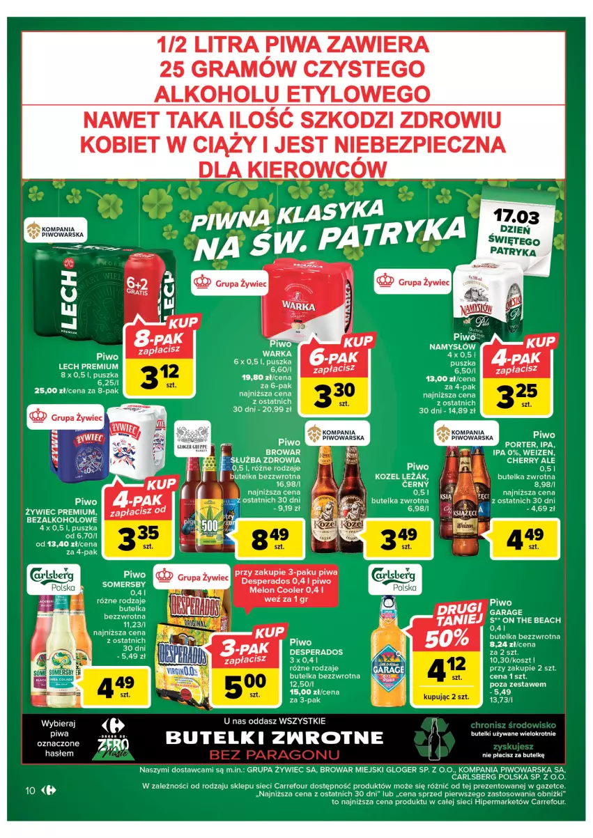 Gazetka promocyjna Carrefour - Gazetka Carrefour - ważna 07.03 do 18.03.2023 - strona 12 - produkty: Carlsberg, Gra, Kosz, Kozel, Lech Premium, Namysłów, Piec, Piwa, Piwo, Por, Somersby