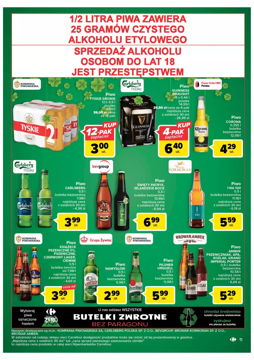 Gazetka promocyjna Carrefour - Gazetka Carrefour - ważna 07.03 do 18.03.2023 - strona 13 - produkty: Carlsberg, Coca-Cola, Gra, Książęce, Namysłów, Pilsner Urquell, Piwa, Piwo, Por, Tyskie