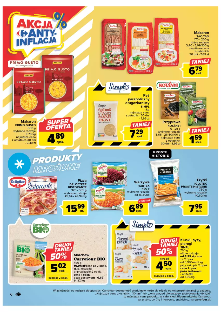 Gazetka promocyjna Carrefour - Gazetka Carrefour - ważna 07.03 do 18.03.2023 - strona 8 - produkty: Fa, Frytki, Gra, Hortex, Kosz, Makaron, Pierogi, Pizza, Ryż, Warzywa