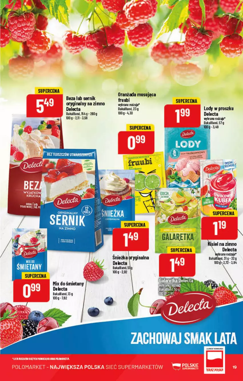 Gazetka promocyjna PoloMarket - Gazetka pomocyjna - ważna 04.05 do 10.05.2022 - strona 19 - produkty: Bakalland, Delecta, Gala, Galaretka, Gin, Kisiel, Lody, Mus, Oranżada