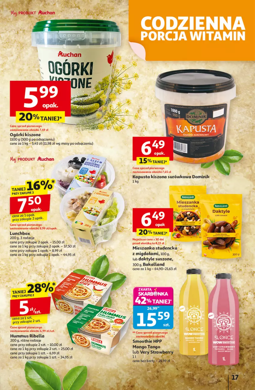 Gazetka promocyjna Auchan - Pewność niskich cen Hipermarket - ważna 02.10 do 08.10.2025 - strona 17 - produkty: Bakalland, Bell, Bella, Daktyle, HP, Hummus, Mango, Mieszanka studencka, Mus, Smoothie