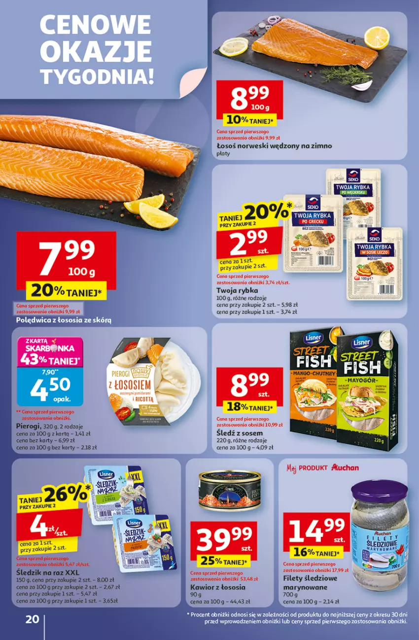 Gazetka promocyjna Auchan - Pewność niskich cen Hipermarket - ważna 02.10 do 08.10.2025 - strona 20 - produkty: Kawior, Pierogi, Sledź, Sos