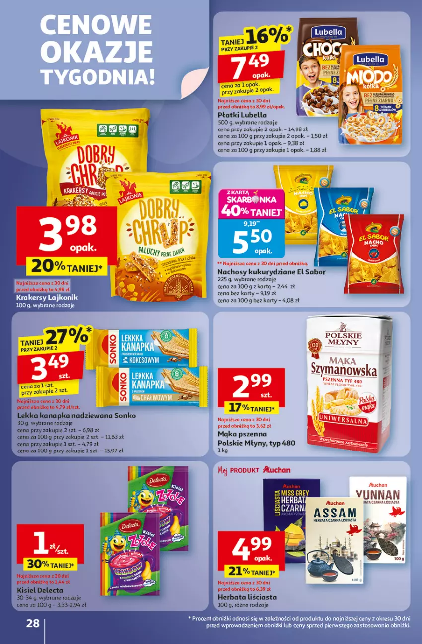 Gazetka promocyjna Auchan - Pewność niskich cen Hipermarket - ważna 02.10 do 08.10.2025 - strona 28 - produkty: Bell, Bella, Delecta, Fa, Herbata, Kisiel, Lubella, Polskie Młyny, Sonko