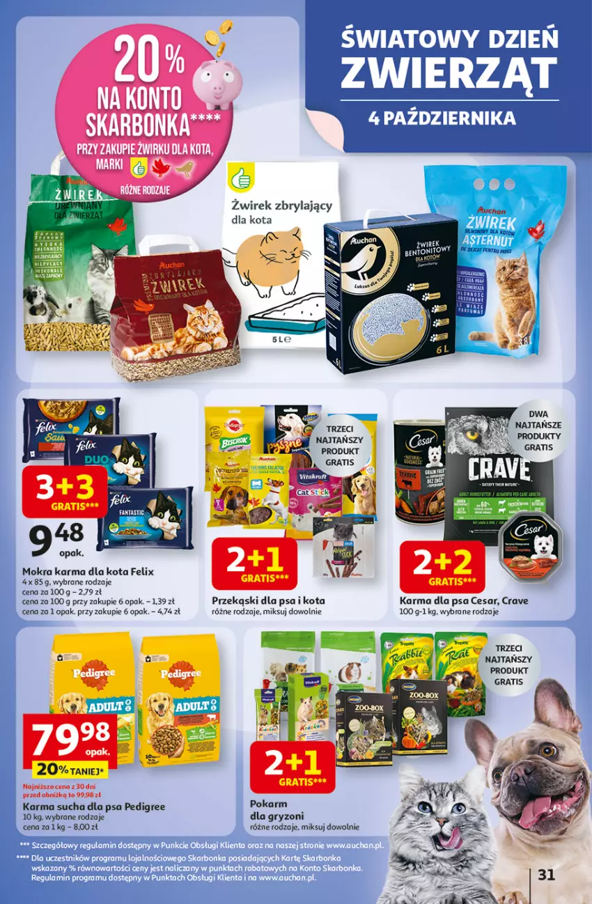 Gazetka promocyjna Auchan - Pewność niskich cen Hipermarket - ważna 02.10 do 08.10.2025 - strona 31 - produkty: Felix, Gra, Gry, Mokra karma, Pedigree, Przekąski dla psa