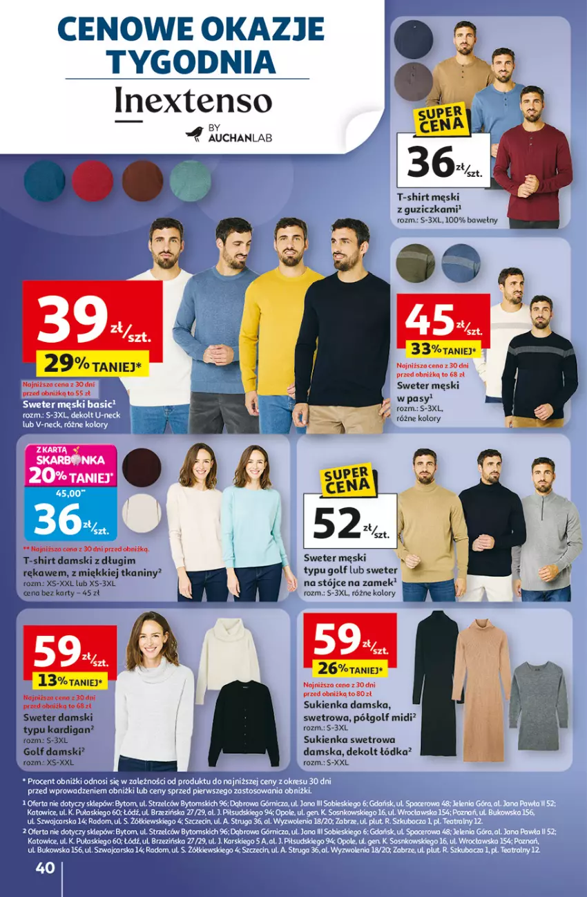 Gazetka promocyjna Auchan - Pewność niskich cen Hipermarket - ważna 02.10 do 08.10.2025 - strona 40 - produkty: Kardigan, Sukienka, Sweter, T-shirt