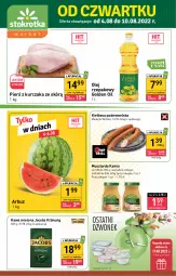 Gazetka promocyjna Stokrotka - Market - Gazetka - ważna od 10.08 do 10.08.2022 - strona 1 - produkty: Kurczak, Mus, Kawa mielona, Kawa, Kiełbasa podwawelska, Jacobs Krönung, Wawel, Olej rzepakowy, Jacobs, Arbuz, Kamis, Olej, Kiełbasa, Musztarda