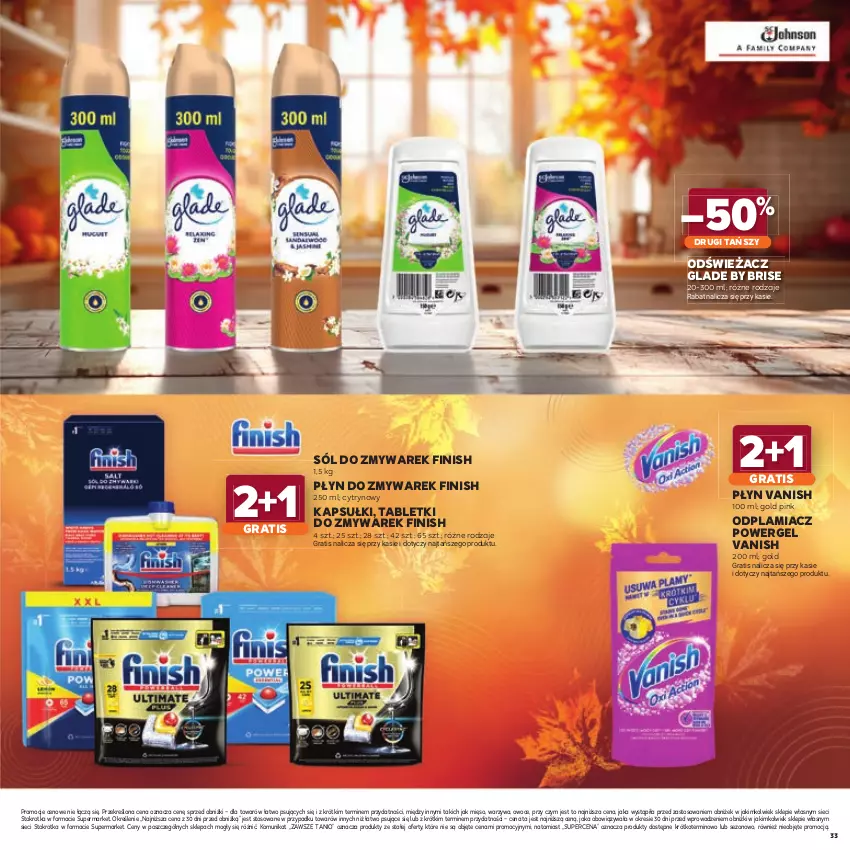Gazetka promocyjna Stokrotka - Katalog Jesienne Inspiracje! - ważna 15.10 do 28.10.2026 - strona 33 - produkty: Finish, Gra, Mięso, Odplamiacz, Owoce, Sól, Tablet, Vanish, Warzywa
