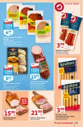 Gazetka promocyjna Auchan - Hiperoszczędzanie z Kartą Skarbonka 2 Hipermarkety - Gazetka - ważna od 20.10 do 20.10.2021 - strona 11 - produkty: Kurczak, Krakus, Parówki, Parówki z szynki, Szynka, Wędlina, Kabanos