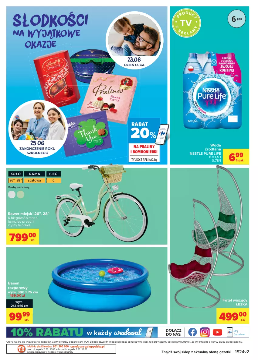 Gazetka promocyjna Carrefour - Gazetka Market - ważna 14.06 do 27.06.2021 - strona 22 - produkty: Fotel, LANA, Mule, Nestlé, O nas, Por, Praliny, Pur, Rama, Rower, Woda