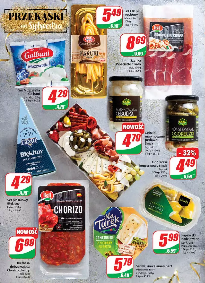 Gazetka promocyjna Dino - Gazetka - ważna 28.12.2022 do 03.01.2023 - strona 16 - produkty: Bell, Camembert, Fa, Galbani, Kiełbasa, Lazur, NaTurek, Prosciutto, Prymat, Ser, Ser pleśniowy, Szynka