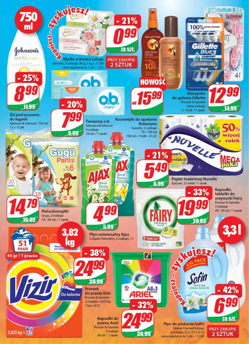 Gazetka promocyjna Dino - Gazetka - ważna 28.04 do 04.05.2021 - strona 23 - produkty: Ajax, Ariel, Colgate, Fa, Fairy, Flora, Gillette, Kapsułki do prania, LG, Luksja, Majtki, Mydło, Olej, Palmolive, Papier, Papier toaletowy, Pieluchomajtki, Tablet, Tabletki do zmywarki, Zmywarki